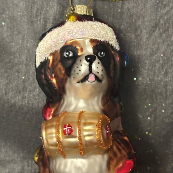 St. Bernard Festive Dog Ornament - Picture 4 of 5